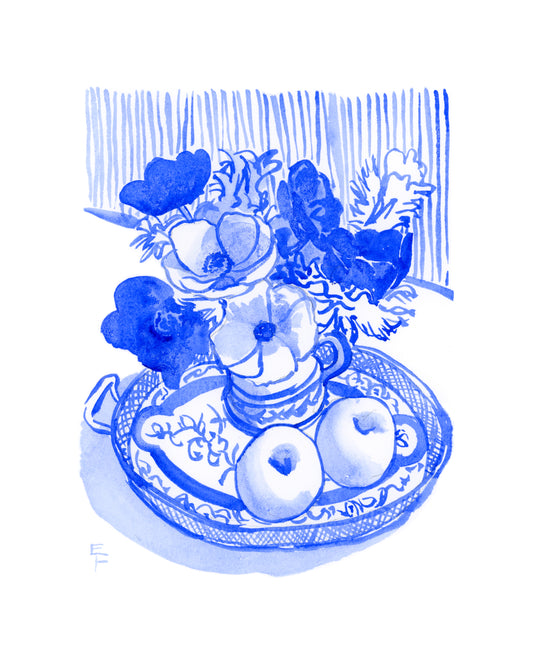 Anemones on Tray Fine Art Print on Paper