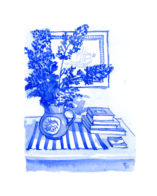 Lilacs and Books Fine Art Print on Paper