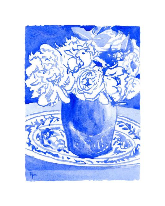 Roses and Peonies Fine Art Print on Paper