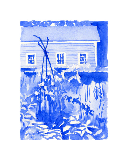 Garden with Barn Fine Art Print on Paper