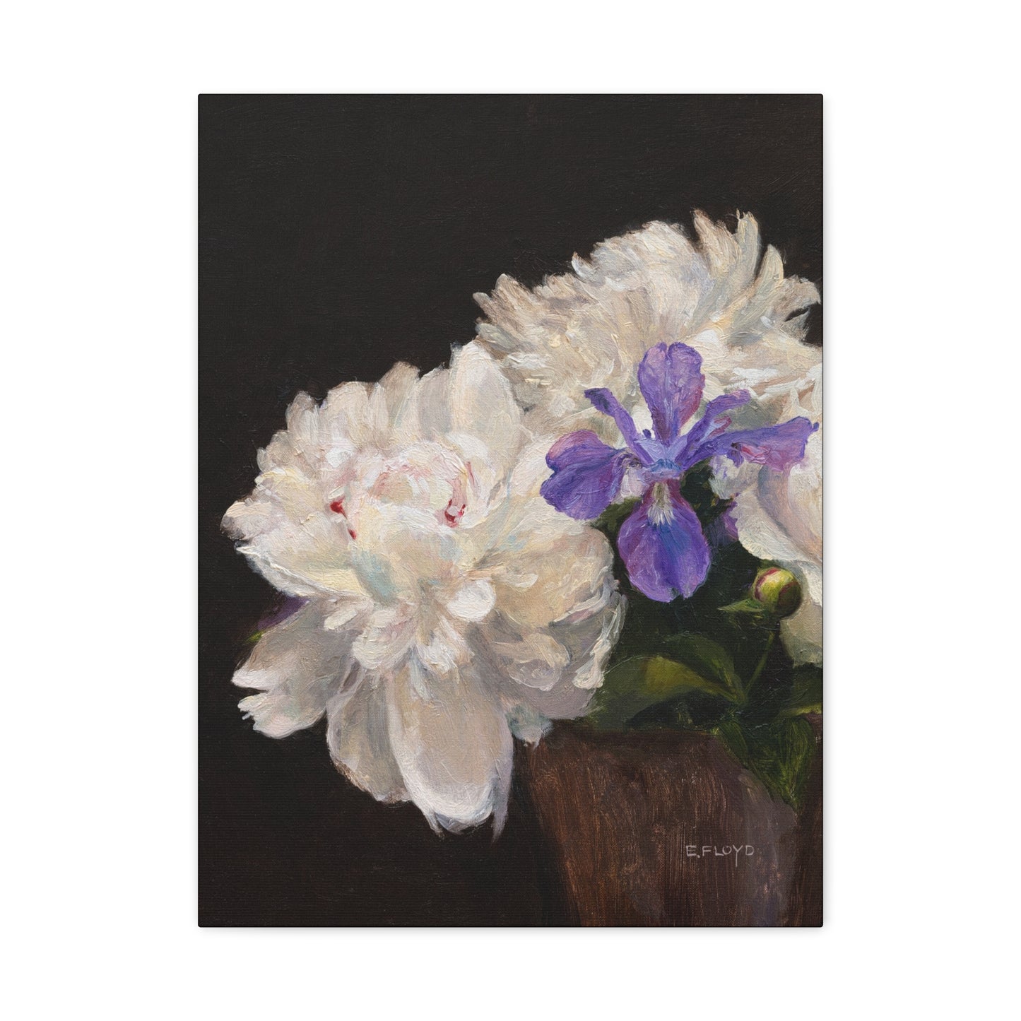 Peonies and Purple Iris, Canvas Art Print, Stretched 1.25" Deep