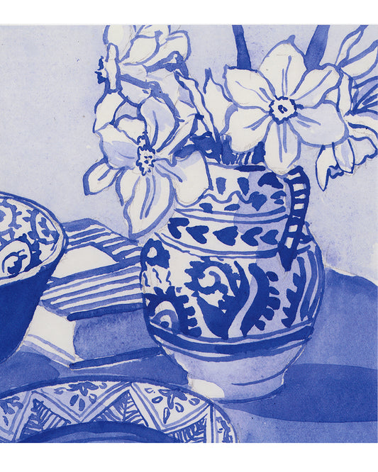 Daffodils in Talavera Pitcher Fine Art Matted Prints, 8x10