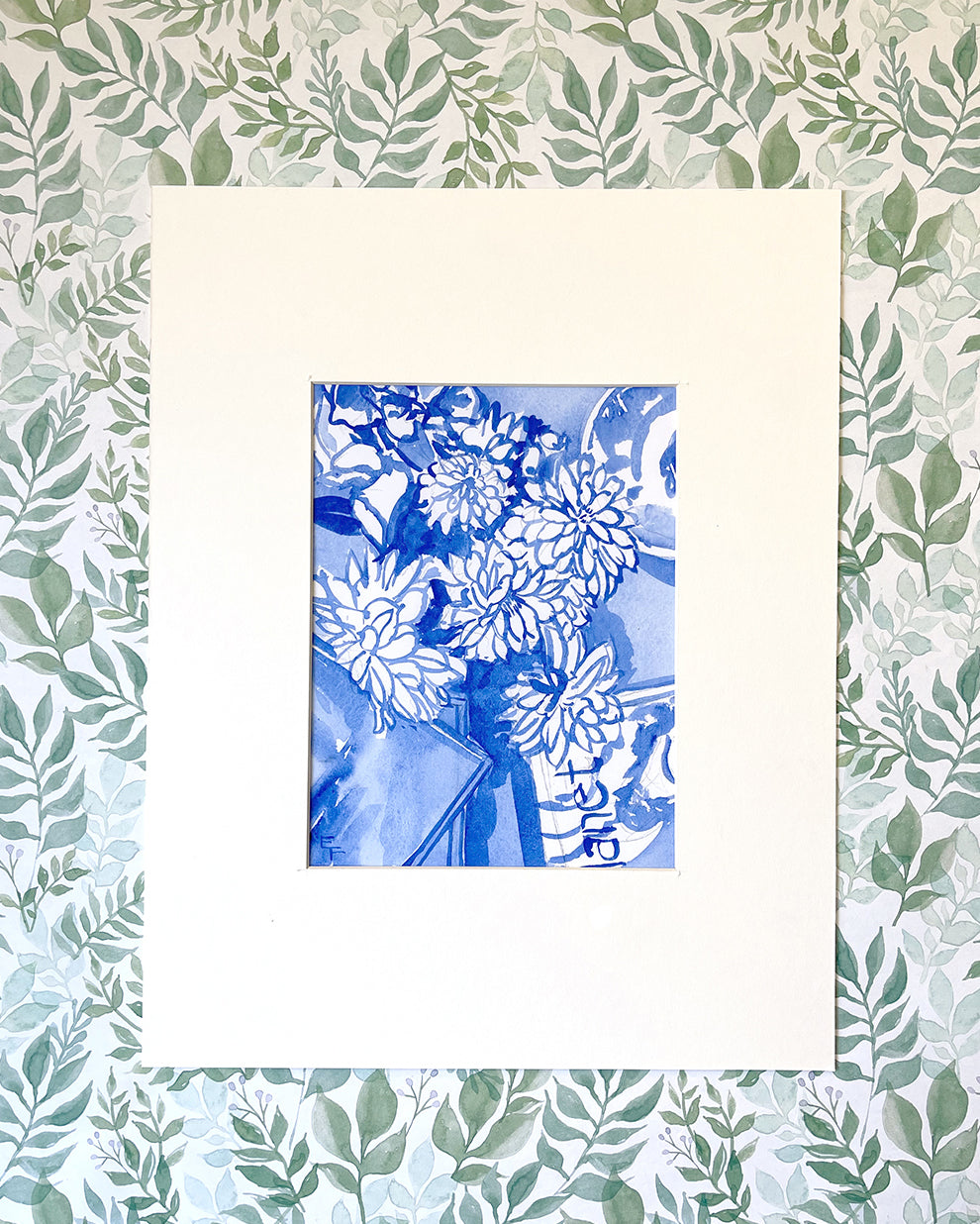 Dahlias and Manet Fine Art Matted Print, 11x14