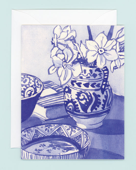 Daffodil in Telavera Pitcher Greeting Card