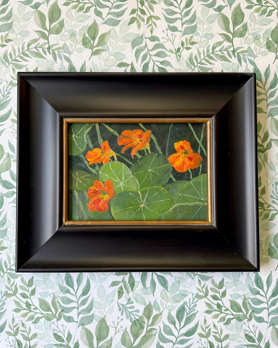 Nasturtiums in the Garden, Framed Plein Air Oil Painting