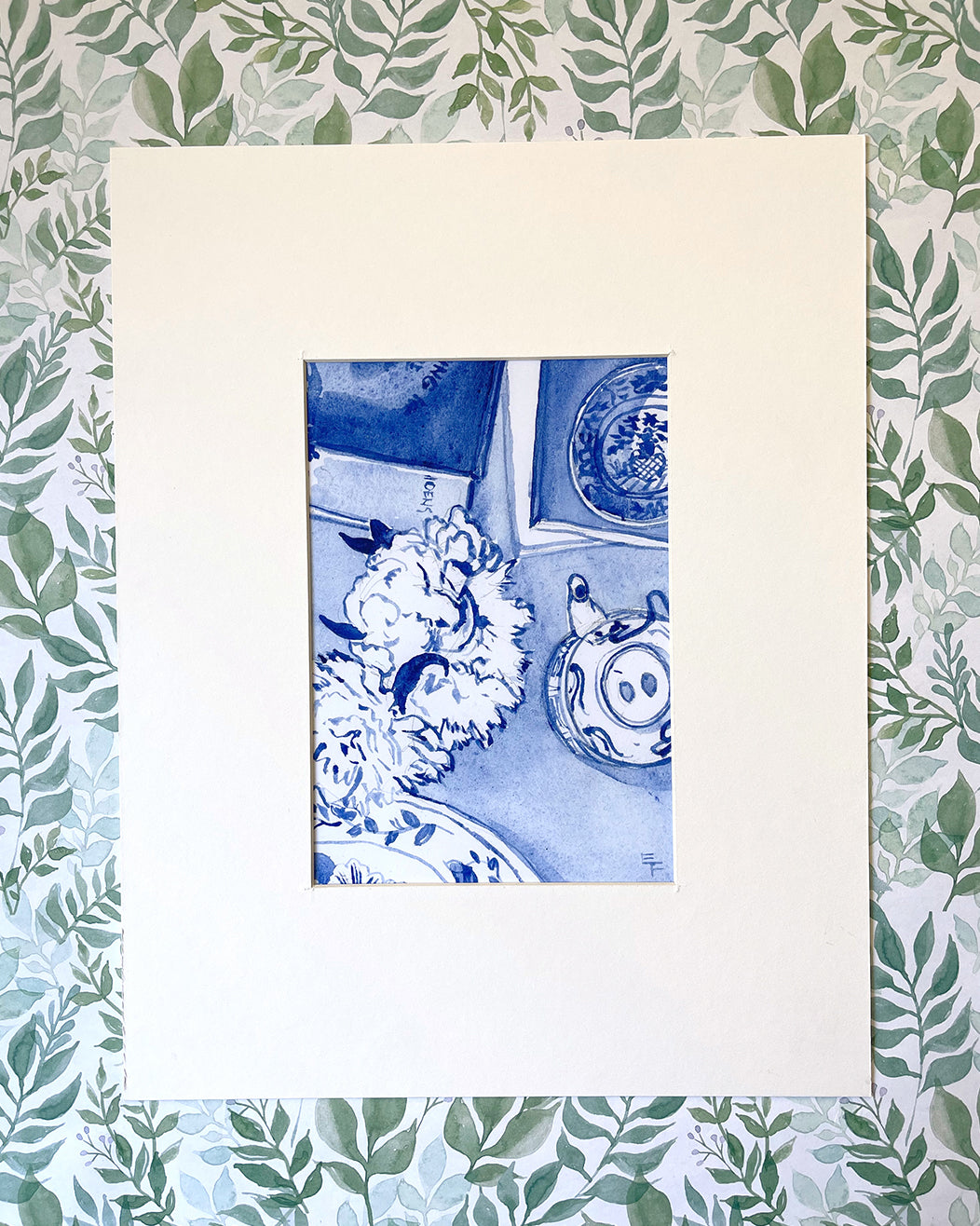 Peonies and Teapot Fine Art Matted Print, 11x14