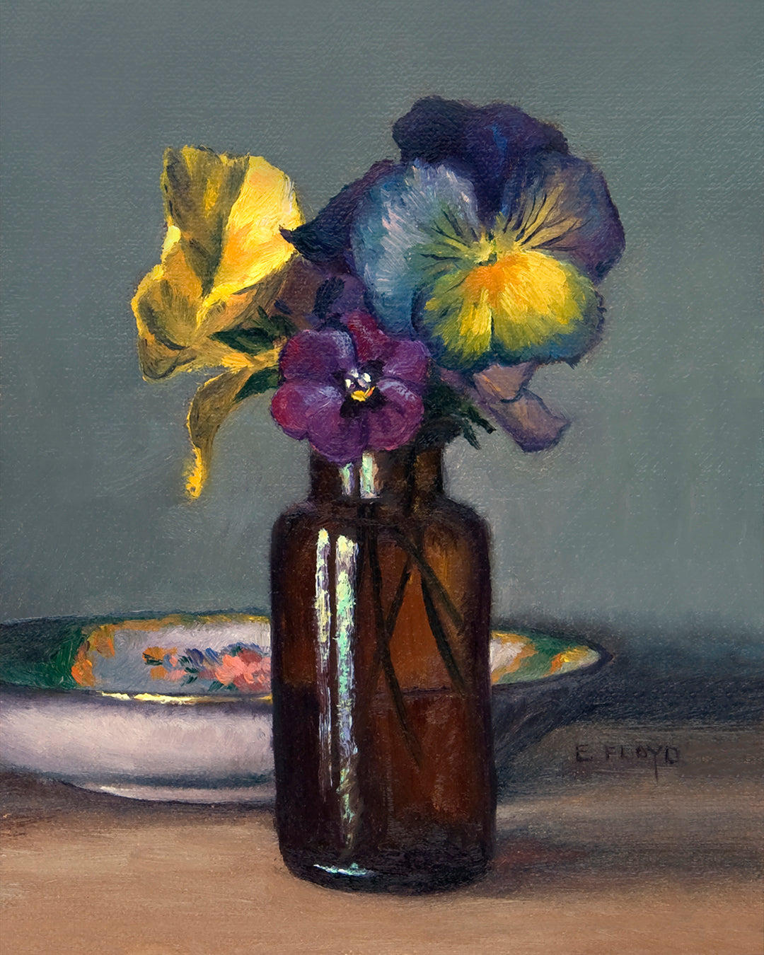 Pansies with Saucer - 8"x10" print