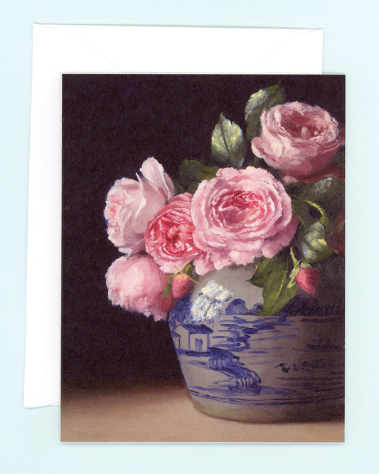 Roses in Ginger Jar Greeting Card