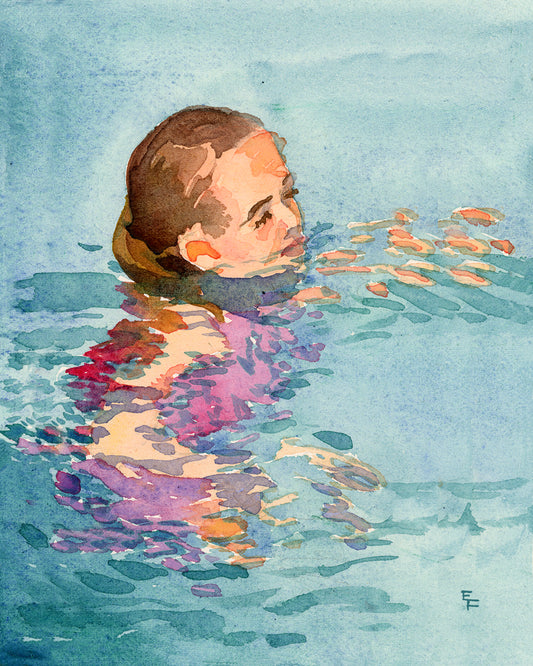 Swimming No. 1, Fine Art Print on Paper