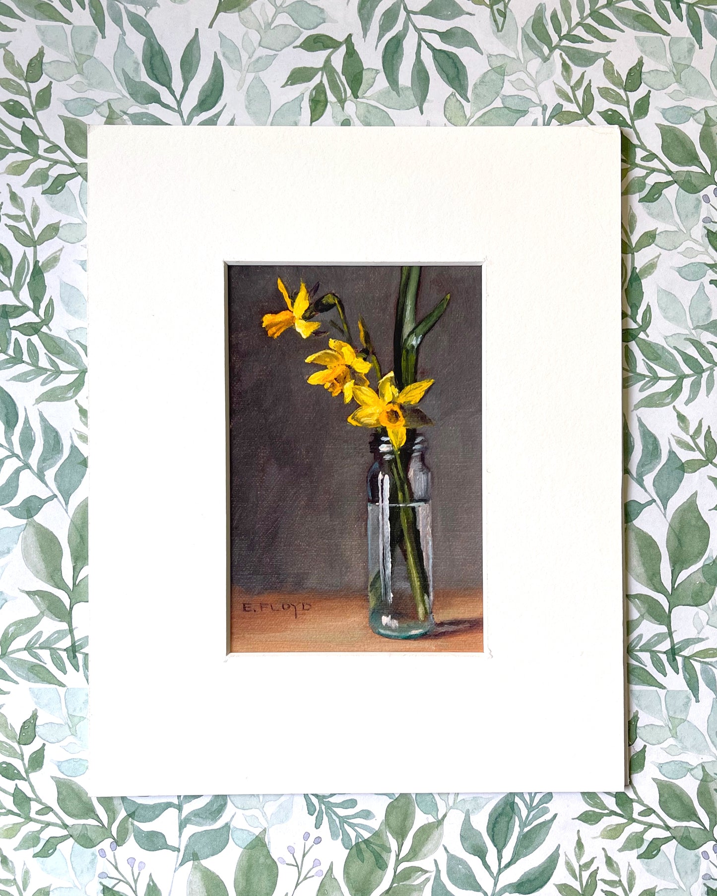 Three Daffodils Fine Art Matted Prints, 8x10