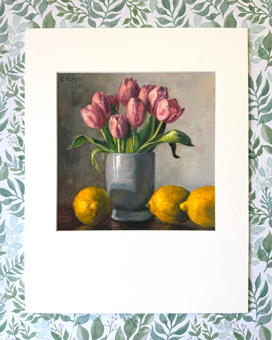 Tulips and Lemons Fine Art Matted Prints, 11x14