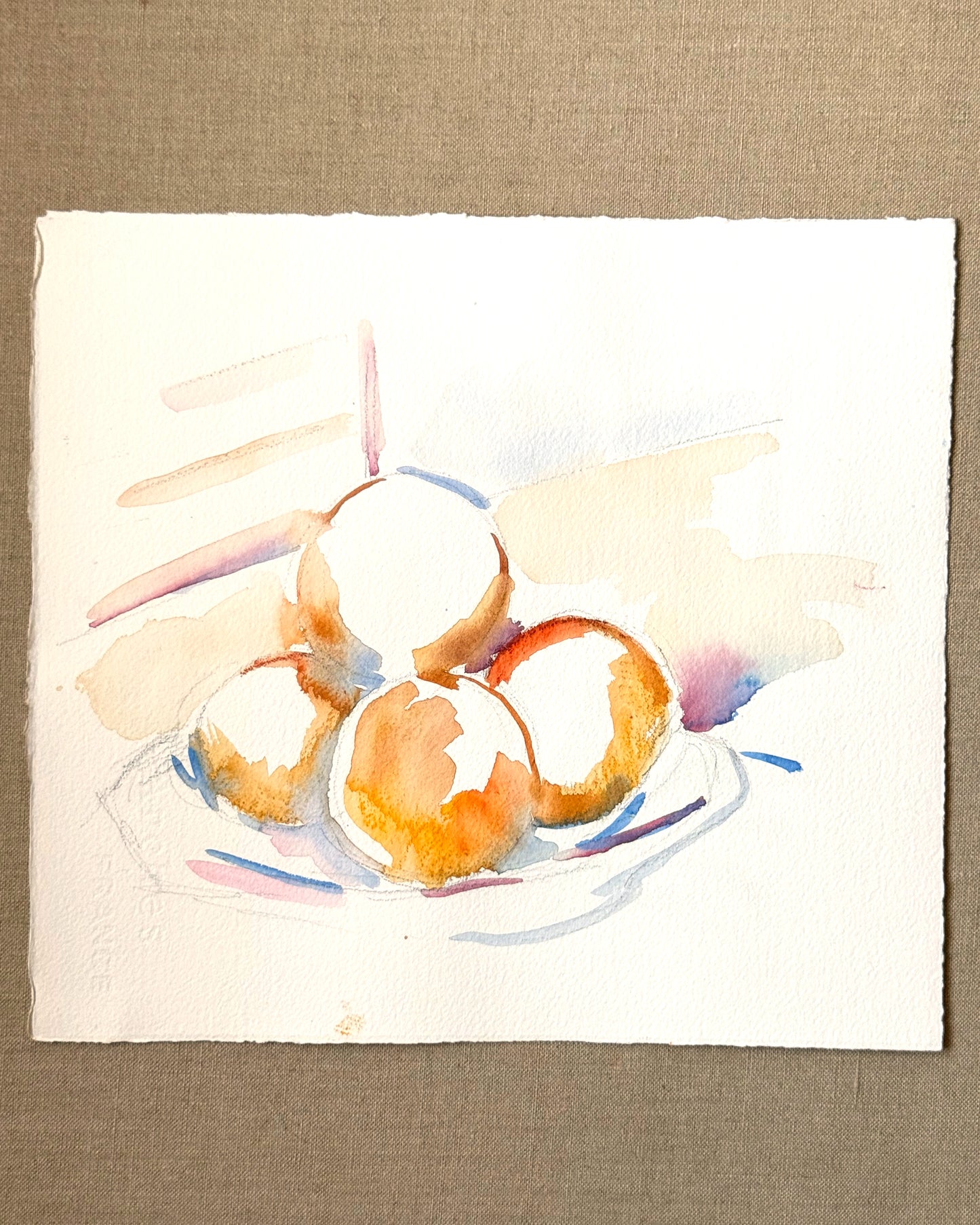ORIGINAL ART: Fruit after Cezanne no 3, unframed watercolor, 10 x 11 inches
