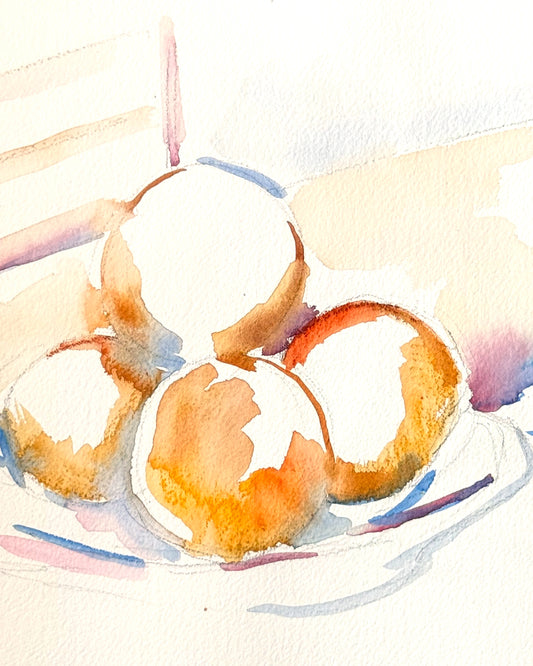 ORIGINAL ART: Fruit after Cezanne no 3, unframed watercolor, 10 x 11 inches