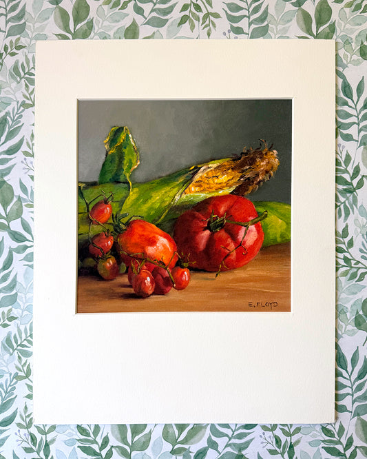 Garden Vegetables Fine Art Matted Prints, 11x14