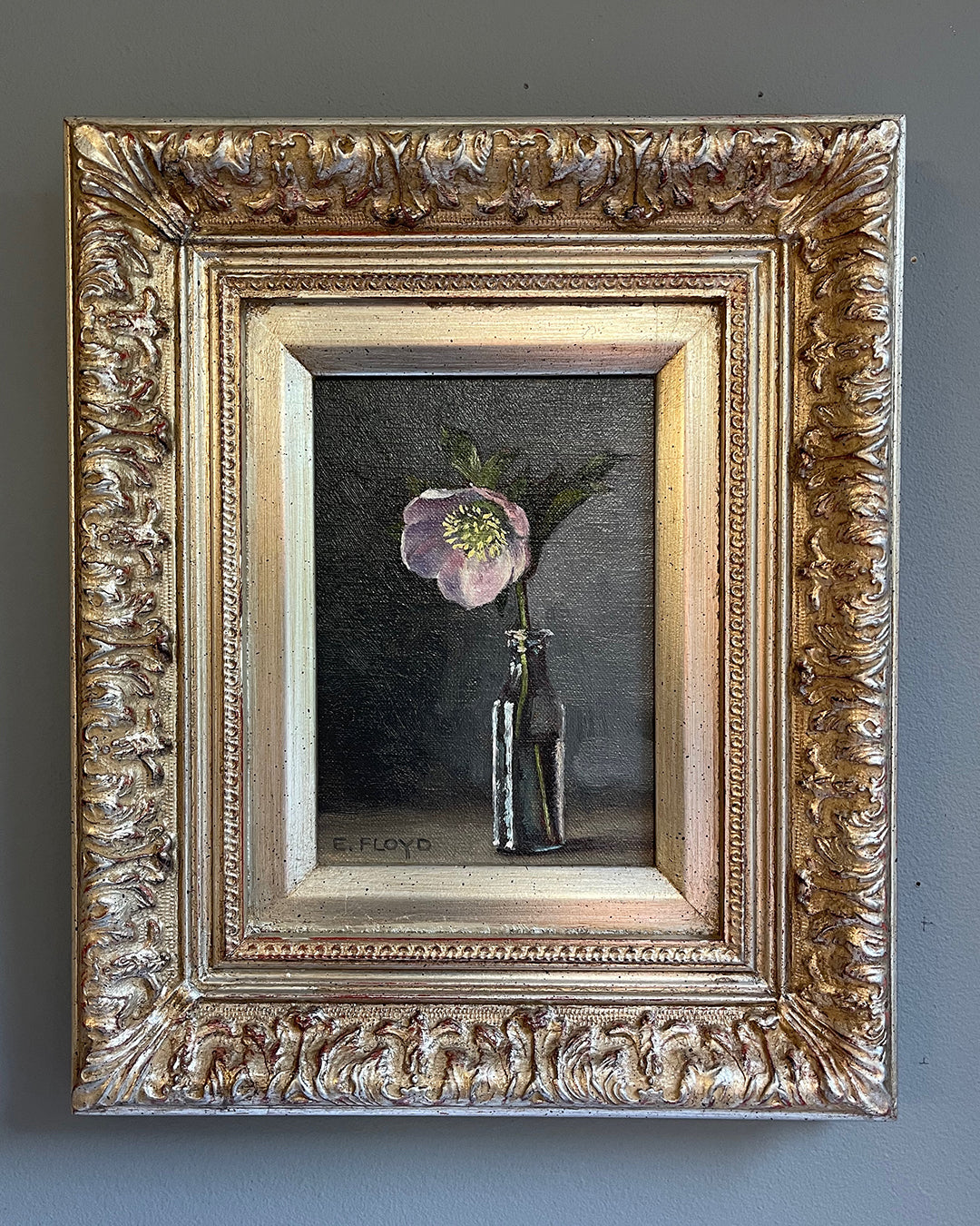 Hellebore, 7 x 5 inches, Framed Oil Painting