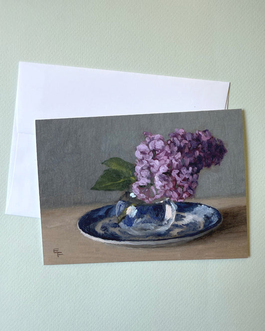 Lilacs and Blue WillowGreeting Card
