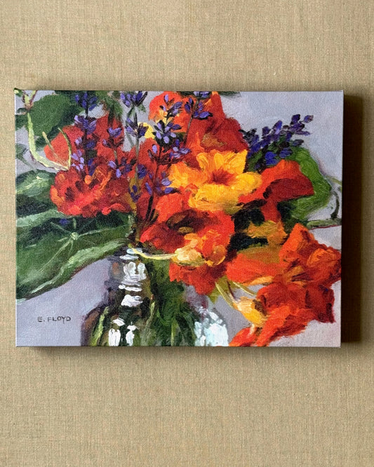 PRINT: Nasturtiums, Canvas Print, 14 x 11 inches