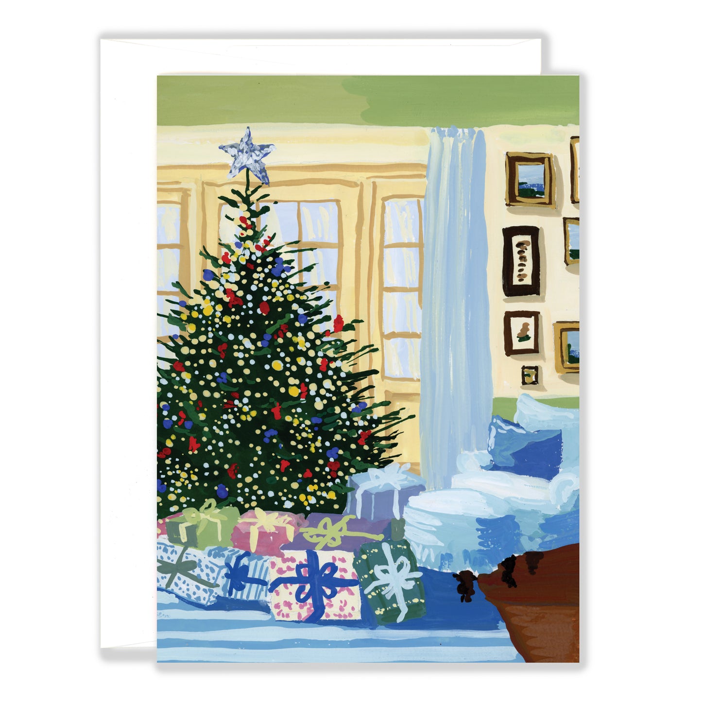 Christmas Tree in Sunlit Room Greeting Card