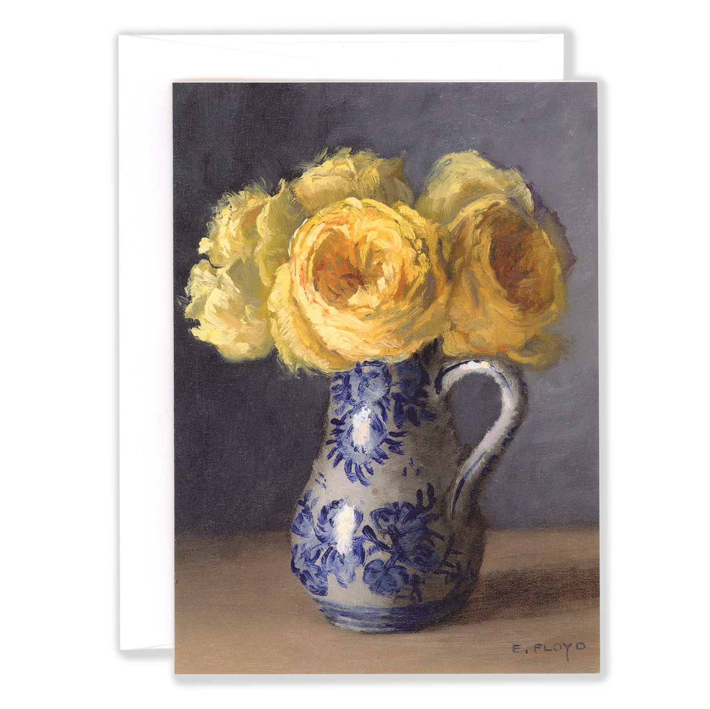 Yellow Roses in Delft Greeting Card