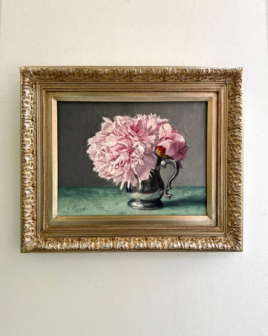 Pale Pink Peonies, 11x14 inches, Framed Oil Painting