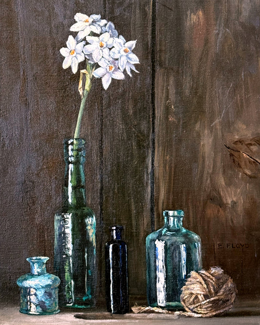 ORIGINAL ART: Paperwhites, unframed oil painting, 12 x 16 inches