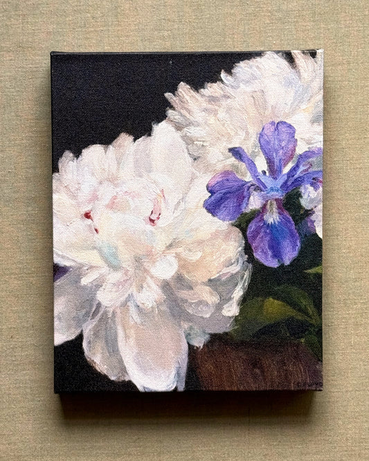PRINT: Peonies and Irises, Canvas Print, 8 x 10 inches