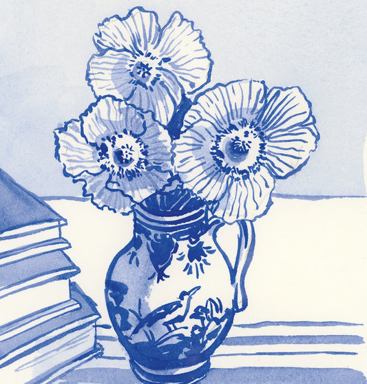 Poppies and Books Fine Art Matted Prints, 8x10