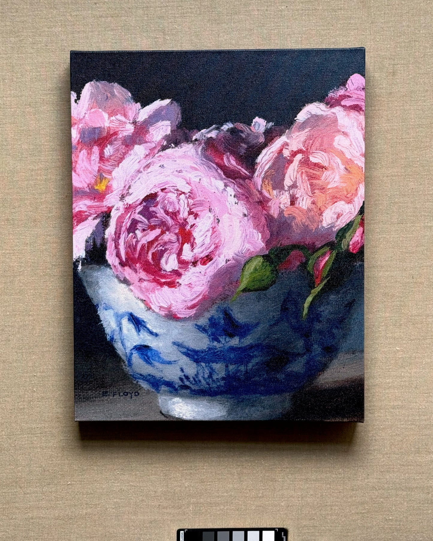 PRINT: Roses in Asian Bowl, Canvas Print, 14 x 11 inches