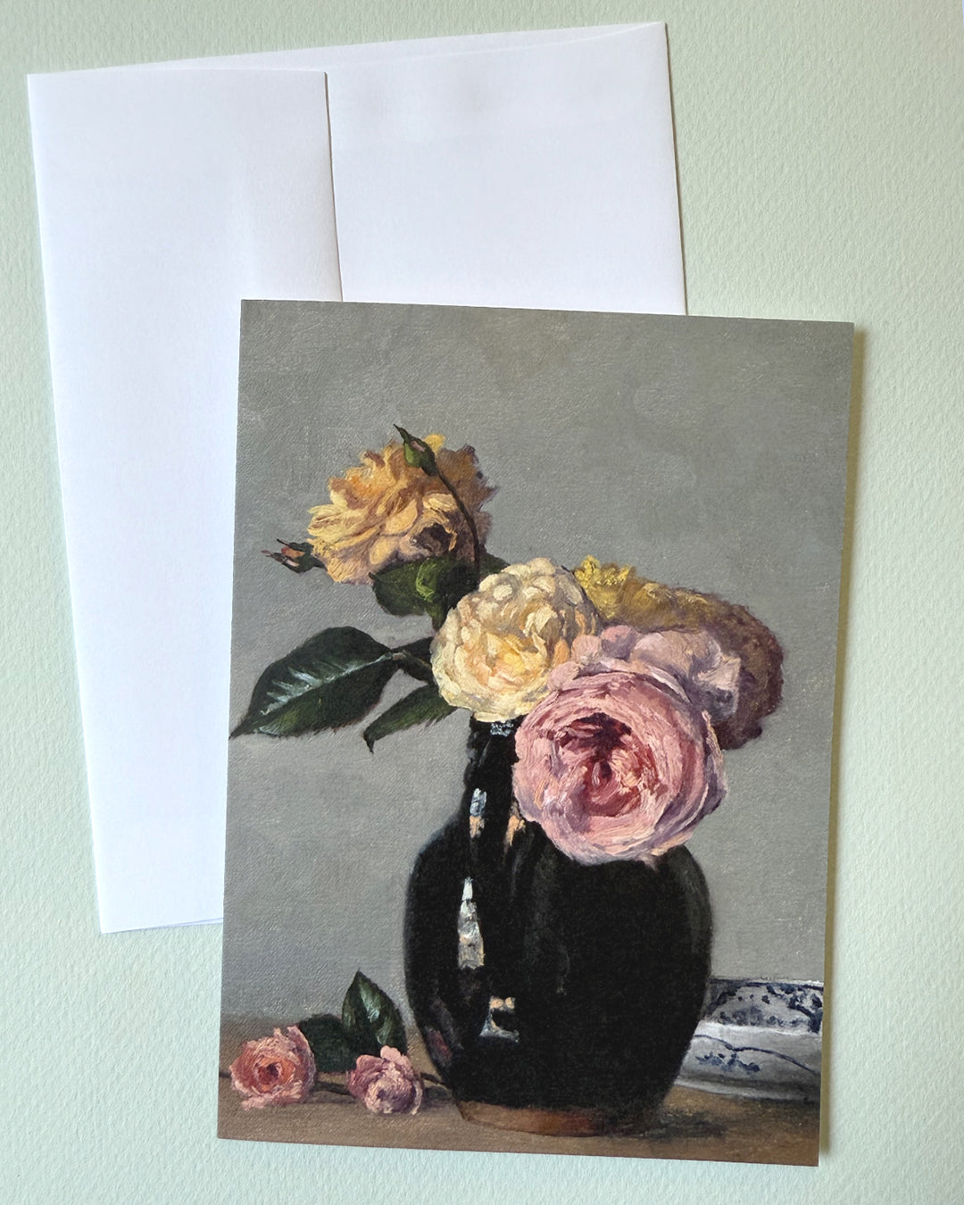 Roses in Redware Pitcher Greeting Card
