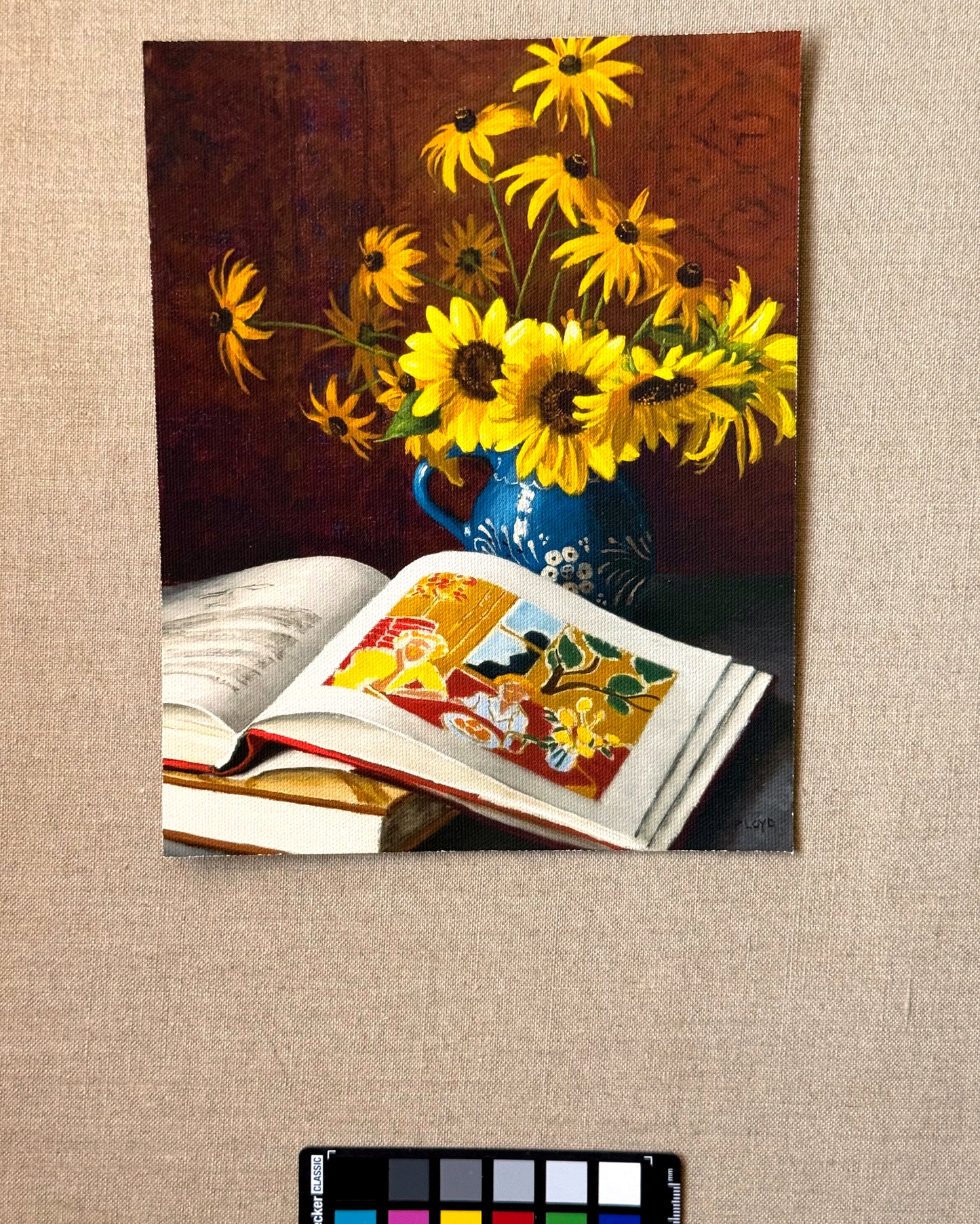 PRINT: Sunflowers and Matisse, Flat Canvas Print, 8.75 X 7 inches