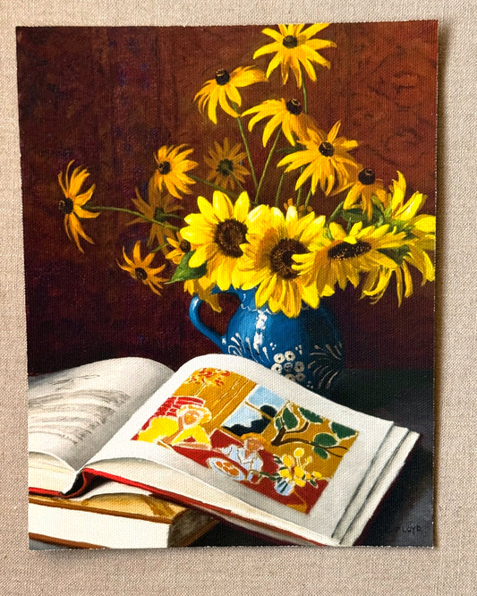 PRINT: Sunflowers and Matisse, Flat Canvas Print, 8.75 X 7 inches