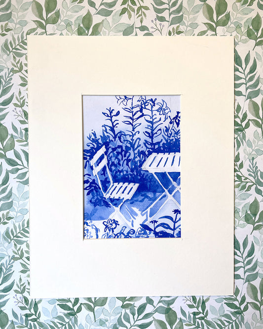 Table in the Garden Fine Art Matted Print, 11x14