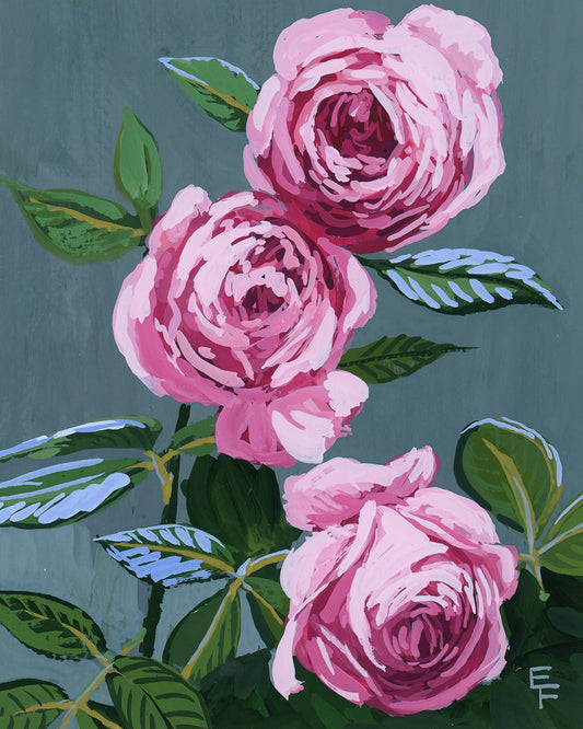 Three Roses, Gouache, Framed