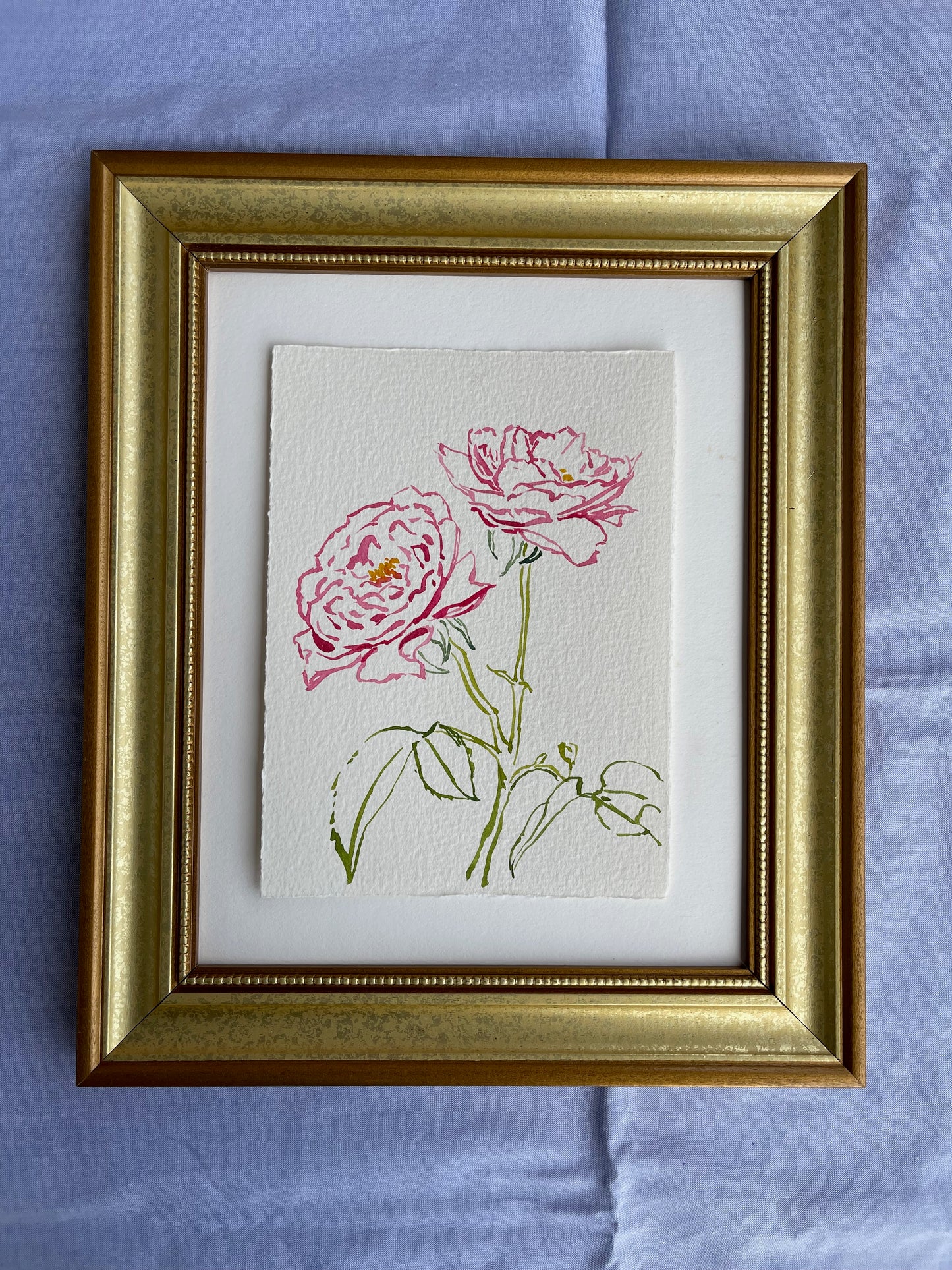 TWO ROSES, WATERCOLOR, UNFRAMED
