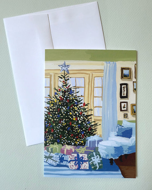 Christmas Tree in Sunlit Room Greeting Card